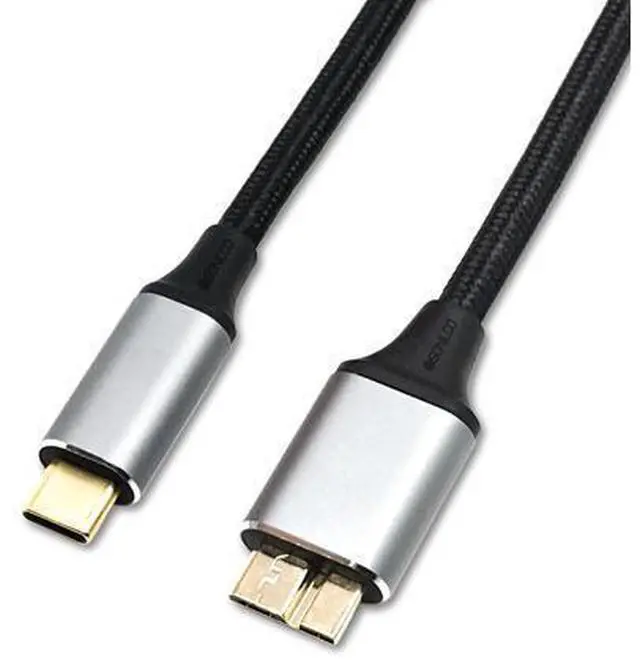 Main image of Vszerda USB Micro B to USB Type C Cable 10 Gbps Fast Data Transfer Cord 3A Quick Charge Compatible with MacBook, iPad, Galaxy S24, Laptop, External Hard Drive - Nylon Black Wire 3.0 M / 9.8 Feet