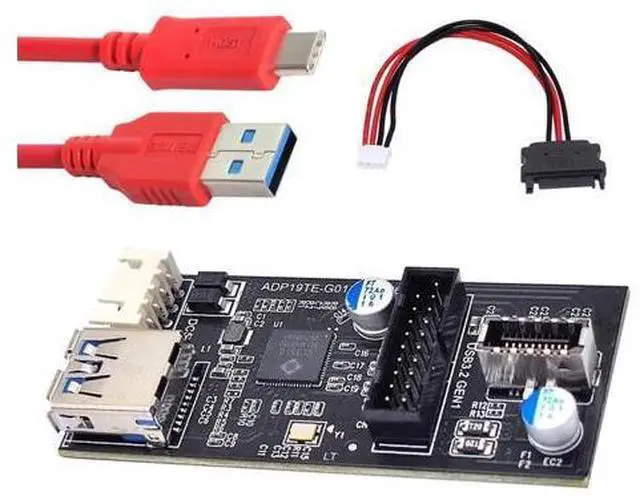Main image of Vszerda Type-C USB-C & 19/20Pin Header Splitter to USB 3.0 20Pin & Type-E Dual Ports Female PCBA Type Adapter HUB 5Gbps
