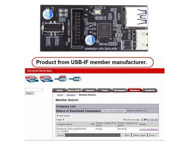 Alt view image 7 of 7 - Vszerda Type-C USB-C & 19/20Pin Header Splitter to USB 3.0 20Pin & Type-E Dual Ports Female PCBA Type Adapter HUB 5Gbps
