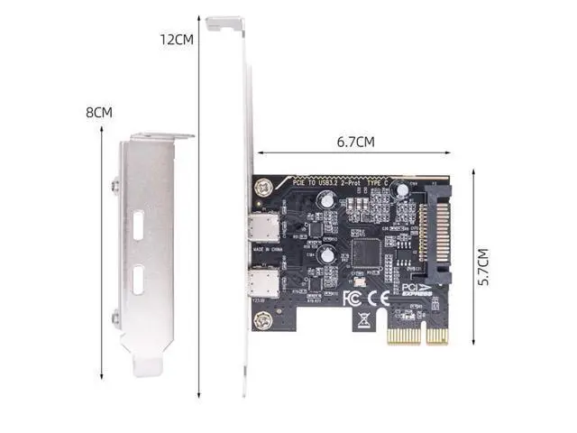 Alt view image 5 of 7 - Vszerda 5Gbps USB3.1 Gen1 Dual Type-C USB-C Female to PCI-E Express 1x Card Adapter ASM1042 Chipset with Low Profile Bracket