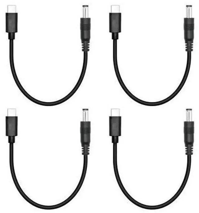 Main image of Vszerda 4Pcs Short DC 5.5mm x 2.1mm to USB C Power Cord 15cm/6inch, 5V DC 5521 Male to USB Type C Male Plug Power Charging Cable Extension Cord, for Small Fan, Bedside Lamp Etc Other Equipment