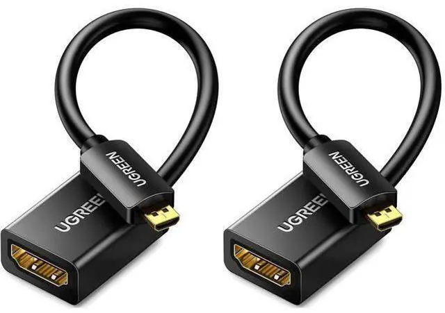 Main image of UGREEN Micro HDMI to HDMI Adapter, Male to Female Cable HDMI 2.0 4K@60Hz HDR 3D Dolby 18Gbps High Speed Compatible with Raspberry Pi 500/Pi 5/GoPro Hero 7 6/Retroid Pocket 3+, 1.6FT (Pack of 2)