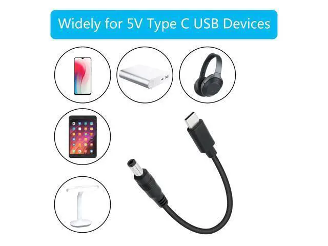 Alt view image 4 of 6 - Vszerda 4Pcs Short DC 5.5mm x 2.1mm to USB C Power Cord 15cm/6inch, 5V DC 5521 Male to USB Type C Male Plug Power Charging Cable Extension Cord, for Small Fan, Bedside Lamp Etc Other Equipment