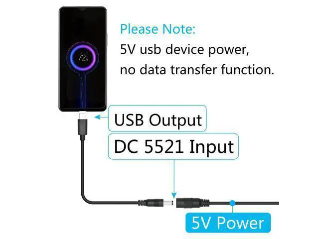 Alt view image 3 of 6 - Vszerda 4Pcs Short DC 5.5mm x 2.1mm to USB C Power Cord 15cm/6inch, 5V DC 5521 Male to USB Type C Male Plug Power Charging Cable Extension Cord, for Small Fan, Bedside Lamp Etc Other Equipment