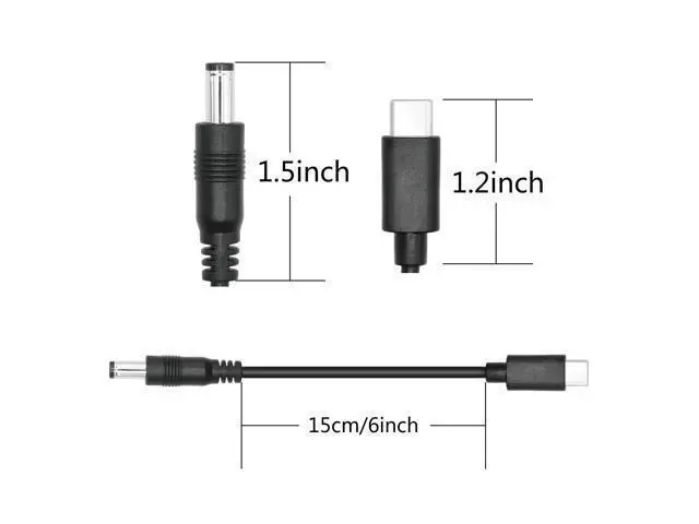 Alt view image 6 of 6 - Vszerda 4Pcs Short DC 5.5mm x 2.1mm to USB C Power Cord 15cm/6inch, 5V DC 5521 Male to USB Type C Male Plug Power Charging Cable Extension Cord, for Small Fan, Bedside Lamp Etc Other Equipment