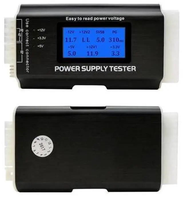Main image of Vszerda Computer PC Power Supply Tester, ATX/ITX/IDE/HDD/SATA/BYI Connectors Power Supply Tester, 1.8'' (Aluminum Alloy Enclosure) 20/24 pin 4 SATA HDD Testers