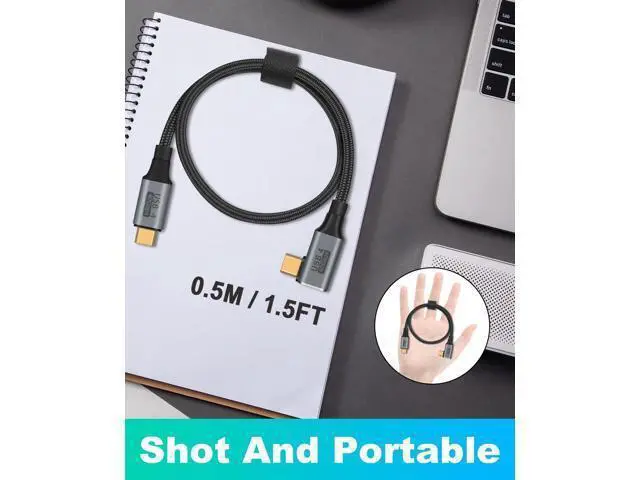 Alt view image 7 of 7 - Vszerda 1.5ft USB C to USB C Cable, Right Angle 90 Degree Type C Charger Cord, 8K@60Hz 100W PD 40Gbps Data Transfer Braided Type C Charging Cable for Galaxy S23, iPhone 15, MacBook (Pack of 2)