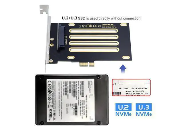 Alt view image 7 of 7 - Vszerda PCI-E 4.0 x1 Lane PCI Express Host to U.3 U3 Kit SFF-8639 SSD Adapter for Motherboard Compatible with PM1735 NVMe PCIe SSD