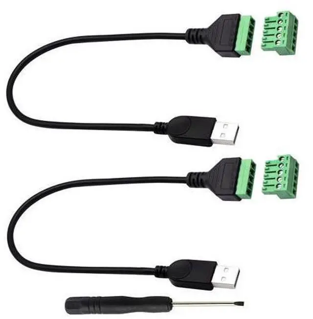 Main image of Vszerda USB 2.0 A Screw Terminal Block Connector Cable USB 2.0 A Male Plug to 5 Pin/Way Female Bolt Screw with Shield terminals Pluggable Type Adapter Connector Converter Cable30CM/2Packs(Male)