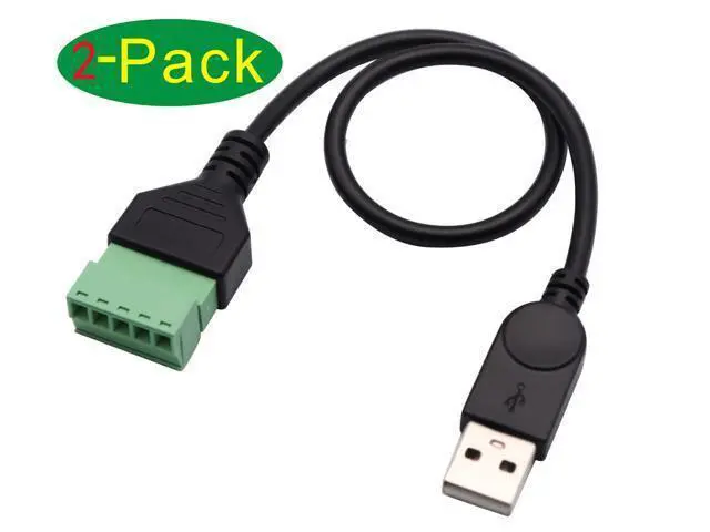 Alt view image 3 of 7 - Vszerda USB 2.0 A Screw Terminal Block Connector Cable USB 2.0 A Male Plug to 5 Pin/Way Female Bolt Screw with Shield terminals Pluggable Type Adapter Connector Converter Cable30CM/2Packs(Male)