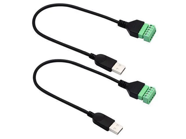 Alt view image 4 of 7 - Vszerda USB 2.0 A Screw Terminal Block Connector Cable USB 2.0 A Male Plug to 5 Pin/Way Female Bolt Screw with Shield terminals Pluggable Type Adapter Connector Converter Cable30CM/2Packs(Male)