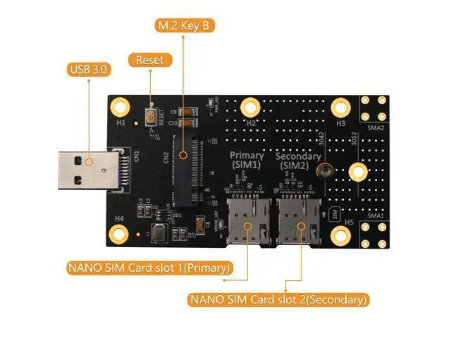Alt view image 5 of 7 - Vszerda M.2 NGFF to USB 3.0 Adapter Card, 3042/3052 NGFF (M.2) to USB 3.0 A Adapter with Nano SIM Card Slot for 3G/4G/5G Module