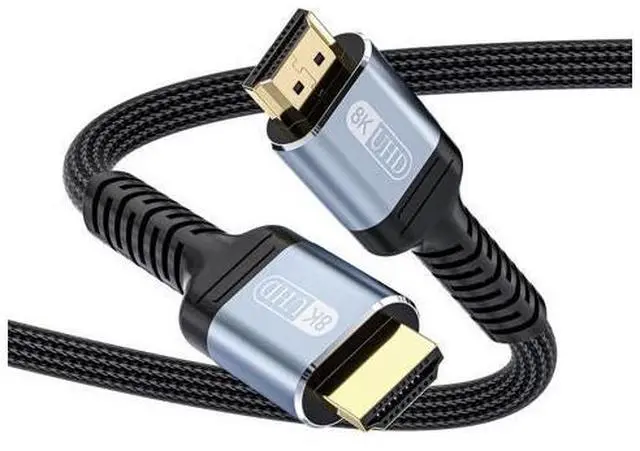 Main image of 10K 8K 4K HDMI 2.1 Cable 8ft, 48Gbps Ultra High Speed HDMI Cable Braided Cord-8K@60Hz 4K@120Hz, Dynamic HDR, eARC, HDCP 2.2&2.3, 3D, for TV/Laptop/Monitor/PS5/Xbox/Projector/Entertainment/Sound System