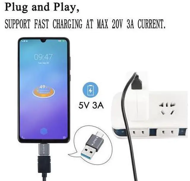 Alt view image 6 of 7 - Vszerda 5Pcs USB 3.1 Male to USB C Male Adapter USB A to USB C Connector 10Gbps, Support OTG Data Synchronization for Smartphone Laptop Tablet Power Bank