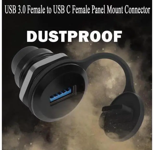 Alt view image 5 of 7 - Vszerda USB 3.0 to USB C Embedded Threaded Fixed Adapter 5Gbps USB 3.0 Female to USB C Female Panel Mount Converter Connector USB 3.0 to USB C Round Connector Socket, with Waterproof Dust Cap