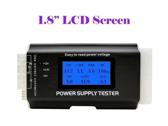 Alt view image 2 of 4 - Vszerda Computer PC Power Supply Tester, ATX/ITX/IDE/HDD/SATA/BYI Connectors Power Supply Tester, 1.8'' (Aluminum Alloy Enclosure) 20/24 pin 4 SATA HDD Testers