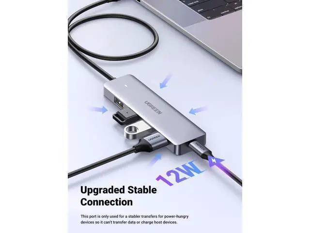 Alt view image 7 of 7 - UGREEN USB C Hub - 4 Port USB 3.0 Powered Splitter for Laptops, MacBooks, iPads, Chromebooks, iPhones, Galaxy S23 & More, 2FT