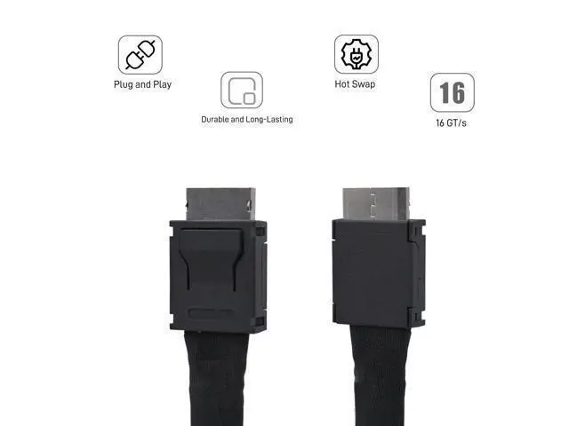 Alt view image 3 of 7 - Vszerda Oculink Cable PCIe 4.0 SFF-8611 4i Long Male Extension Cable for Oculink eGPU onexGPU Mini PC SSD, 6.6 feet (200 cm)