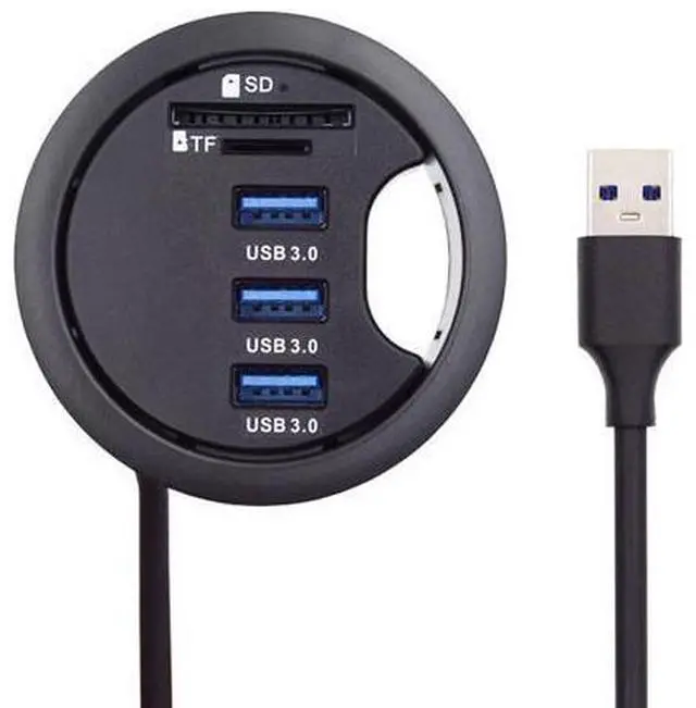 Main image of Vszerda USB 3.0 Hub Splitter, SD TF 3 Port USB Multiport Expander 60mm Desk Grommet Dock Station Micro-SD Card Reader for PC Desk Desktop