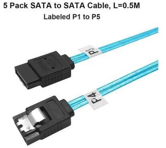 Alt view image 3 of 5 - Vszerda SATA-III Cable:0.5M,5 Pack Thin SATA 6Gbps Cables, Straight Flexible 6Gbps Data with Locking Latch for SSD, HDD, CD, DVD Drives,Blue (1.6FT)