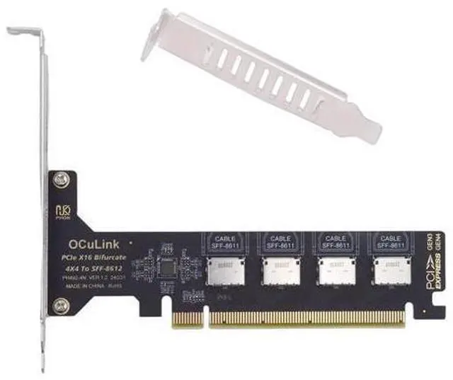 Main image of Vszerda PCI-Express 4.0 PCIE 16x Detachable to Four Oculink SFF-8612 SFF-8611 Internal VROC Raid0 Adapter for U.2 SSD eGPU External Graphics Card Dock