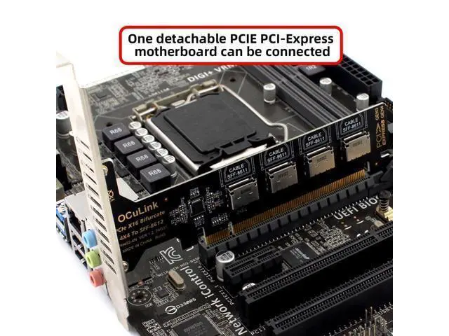 Alt view image 3 of 7 - Vszerda PCI-Express 4.0 PCIE 16x Detachable to Four Oculink SFF-8612 SFF-8611 Internal VROC Raid0 Adapter for U.2 SSD eGPU External Graphics Card Dock