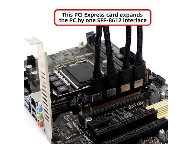 Alt view image 2 of 7 - Vszerda PCI-Express 4.0 PCIE 16x Detachable to Four Oculink SFF-8612 SFF-8611 Internal VROC Raid0 Adapter for U.2 SSD eGPU External Graphics Card Dock