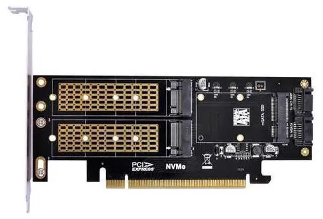 Main image of Vszerda PCI Express PCI-E 3.0 & Dual SATA to NGFF NVME MSATA M-Key B/M-Key SSD Card Adapter 3in1