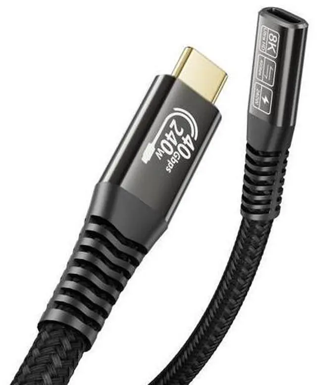 Main image of Vszerda USB c Extension Cable, USB C 4.0 Support PD 240W 48V5A, 40Gbps Transfer, 8K@60Hz, 6K/4K@60Hz Video Compatible with SSD eGPU Extender/Dock,Thunderbolt 3 & 4 1M/3.3FT