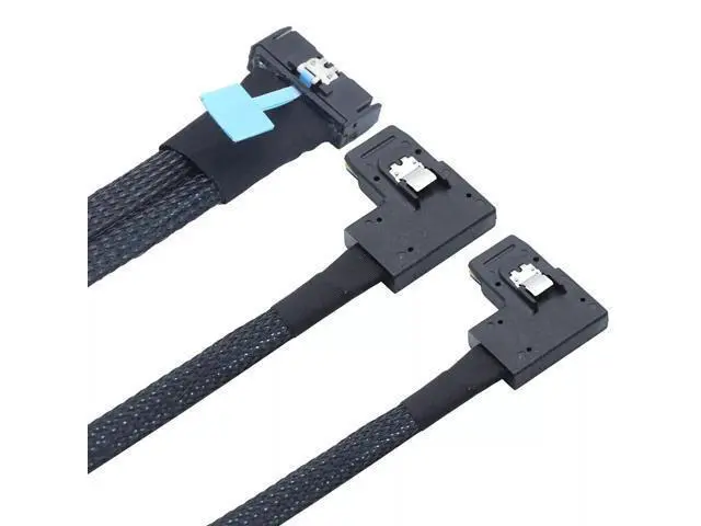 Alt view image 5 of 5 - Vszerda PCIE 5.0 MCIO 8X 74P to 2X 36P Mini SAS SFF-8087 Left Angle Server Adapter Cable 100CM