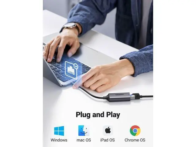 Alt view image 5 of 7 - UGREEN USB C to Ethernet Adapter, 1000Mbps, RJ45, Driver-Free, Compatible with Windows, MacOS, iPadOS, ChromeOS, Android, Laptop, Tablet, Smartphone