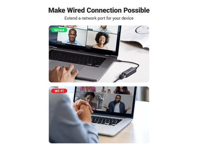 Alt view image 2 of 7 - UGREEN USB C to Ethernet Adapter, 1000Mbps, RJ45, Driver-Free, Compatible with Windows, MacOS, iPadOS, ChromeOS, Android, Laptop, Tablet, Smartphone