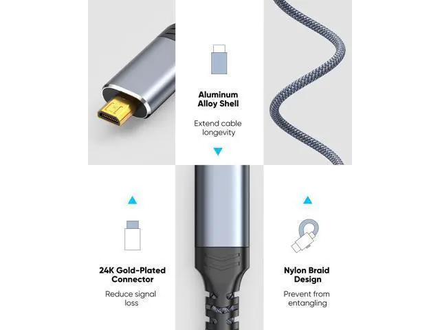 Alt view image 7 of 7 - Vszerda 4K Micro HDMI to HDMI Cable 15 FT, 4K@60Hz HDR, Micro HDMI Cord Compatible for DSLR Camera, Raspberry Pi, GoPro Hero to TV, Laptop, Computer, Monitor, for Video, Audio, Image, Streaming