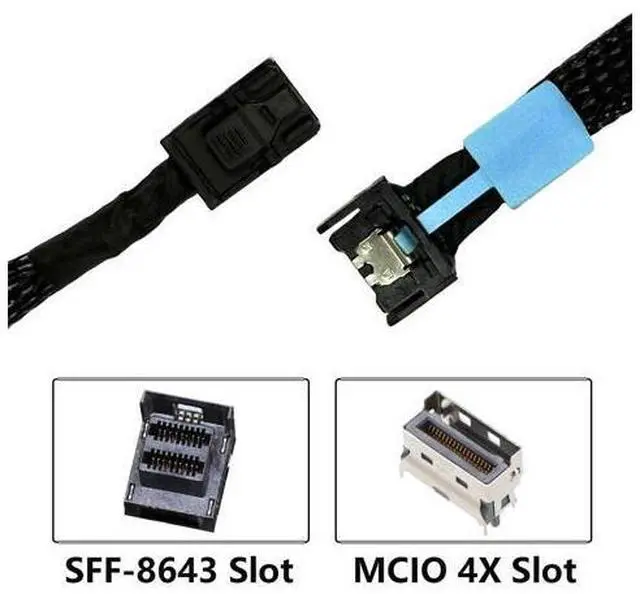 Alt view image 4 of 5 - Vszerda MCIO 4i to Mini SAS HD SFF-8643 Internal Cable, 12Gbps MCIO 4X(SFF-TA-1002) to SFF-8643 High Speed Data Cable for Server, HBA RAID Card, Backplane, NAS (80cm)