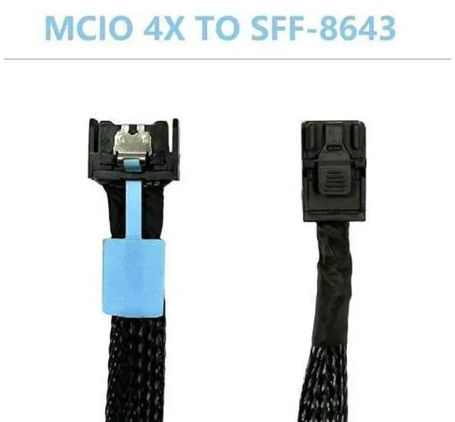 Alt view image 2 of 5 - Vszerda MCIO 4i to Mini SAS HD SFF-8643 Internal Cable, 12Gbps MCIO 4X(SFF-TA-1002) to SFF-8643 High Speed Data Cable for Server, HBA RAID Card, Backplane, NAS (80cm)