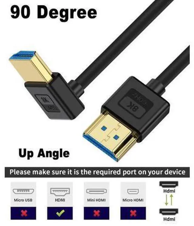 Alt view image 5 of 7 - Vszerda Ultra Thin Short HDMI Cable 1ft, 48Gbps, 8K@60Hz, Soft Flexible Slim Silicone Up Angle 90 Degree HDMI Cable Compatible for PS5,Monitor,PC and More