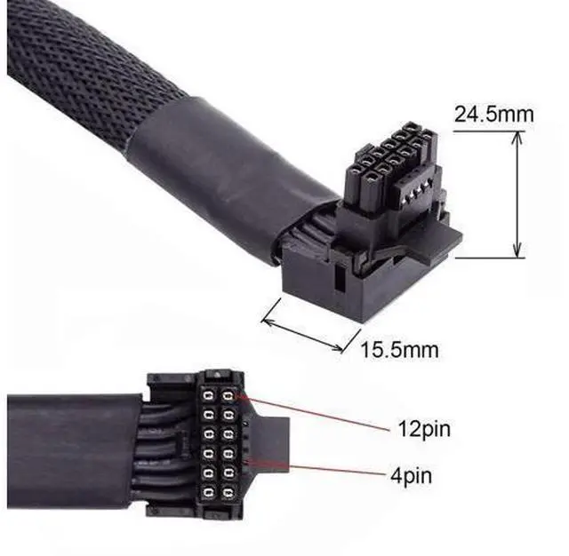 Alt view image 3 of 7 - Vszerda Male to Female Extension 12VHPWR ATX3.0 PCI-E 5.0 Power Modular Cable for 3080 3090TI PSU 16Pin 12+4P Graphics Card 17cm