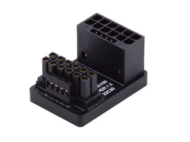 Alt view image 2 of 7 - Vszerda PCI-E 5.0 Power Modular Adapter 16 Pin(12+4) Male to Female Connector Up Angled 360 Degree 12VHPWR for Graphics Card 4080 5090TI
