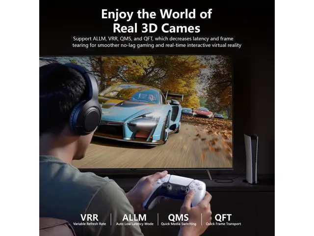Alt view image 5 of 7 - Vszerda 16K 8K HDMI 2.2 Cable 96Gbps 6.6FT/2M, Ultra High Speed HDMI Gaming Cord Support 4K@480Hz 8K@240Hz, HDCP 2.2&2.3, Dynamic HDR, eARC,DTS:X, Compatible with PC/Monitor TV/HDTV/PS5/Blu-ray