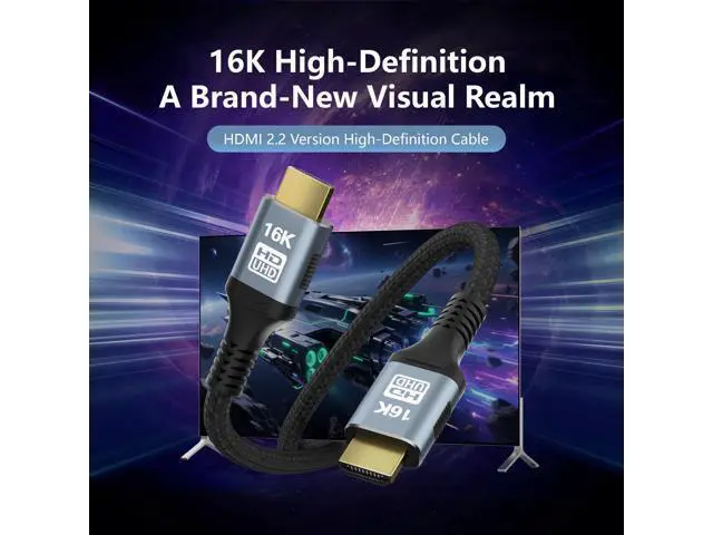 Alt view image 6 of 7 - Vszerda 16K 8K HDMI 2.2 Cable 96Gbps 6.6FT/2M, Ultra High Speed HDMI Gaming Cord Support 4K@480Hz 8K@240Hz, HDCP 2.2&2.3, Dynamic HDR, eARC,DTS:X, Compatible with PC/Monitor TV/HDTV/PS5/Blu-ray