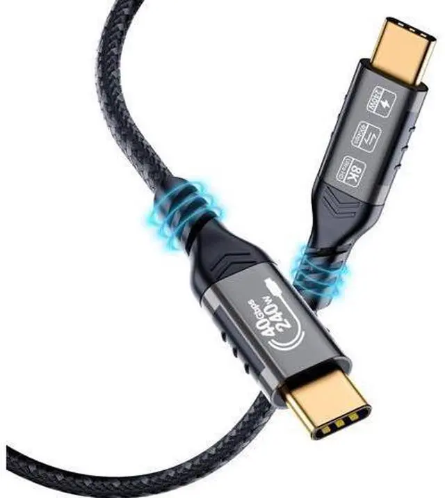 Main image of Vszerda USB4 Cable 5ft - 240W Charging (40Gbps, 240W, 8K Video), Compatible with Thunderbolt 4/3 USB C to USB C for MacBook, iPad Pro, iPhone 15, Dock, Hub
