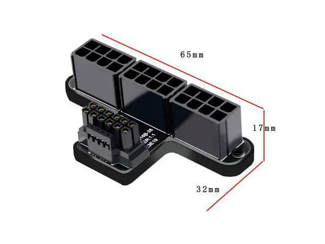 Alt view image 6 of 7 - Vszerda ATX3.0 GPU PCI-E 5.0 Connector, 90 Degree Up Angled 12V HPWR Power Modular to Three ATX 8P Adapter for 4080 5090TI 12+4P Graphics Card