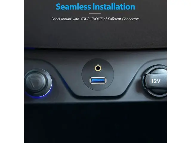 Alt view image 2 of 7 - Vszerda USB Flush Mount - 1M 3ft 3.5mm & USB 3.0 AUX Extension, Dash & Panel Mount Cable for Car, Boat, Motorcycle