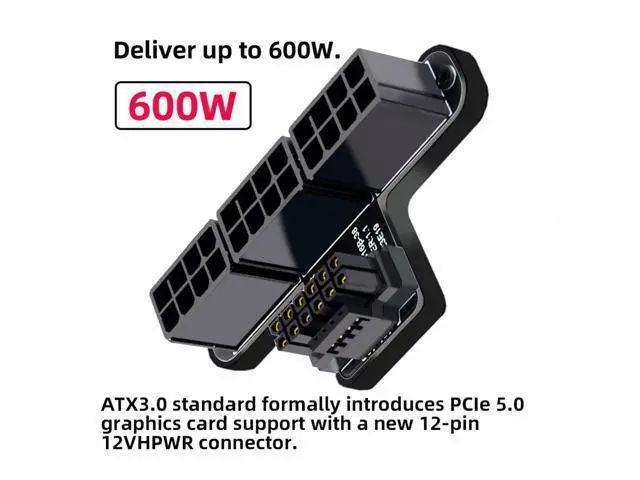 Alt view image 5 of 7 - Vszerda ATX3.0 GPU PCI-E 5.0 Connector, 90 Degree Up Angled 12V HPWR Power Modular to Three ATX 8P Adapter for 4080 5090TI 12+4P Graphics Card