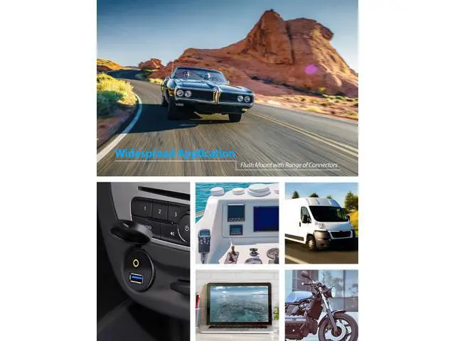 Alt view image 5 of 7 - Vszerda USB Flush Mount - 1M 3ft 3.5mm & USB 3.0 AUX Extension, Dash & Panel Mount Cable for Car, Boat, Motorcycle