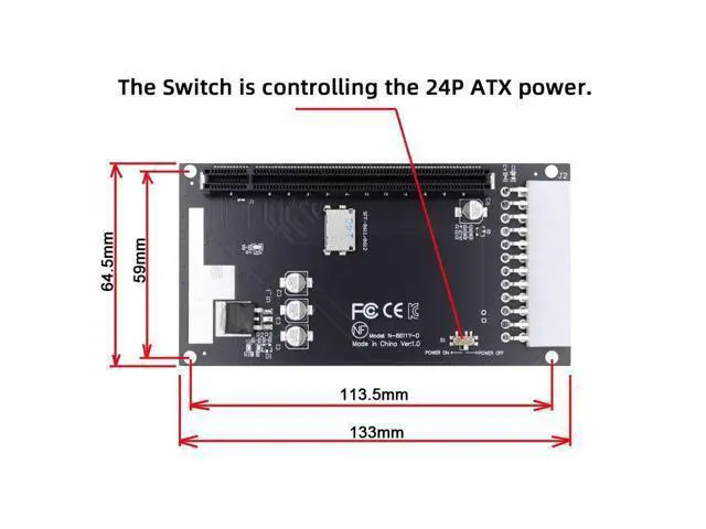 Alt view image 3 of 7 - Vszerda Oculink SFF-8612 SFF-8611 4X to PCIE PCI-Express 16x Adapter with ATX 24pin Power Port for Graphics Card Mainboard