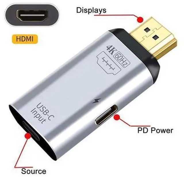 Alt view image 7 of 7 - Vszerda 100W 10Gbps Cable & USB-C Type C Female Source to HDMI Sink HDTV & PD Power Adapter 4K 60hz 1080p for Phone & Laptop