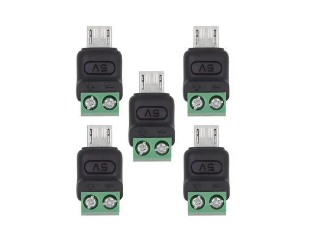 Main image of Vszerda 5pcs/Set Micro USB 5Pin Male to 2Pin Terminal Fast Charge Adapter DIY OEM Repair Solderless Connector DC 5V USB2.0 Power