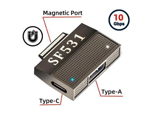 Alt view image 2 of 7 - Vszerda USB3.1 Type-A & USB-C Type-C to Magnetic SF531 Adapter 15V Charge Data for Surface Pro9 Pro8 Pro7 Pro6 Pro X Go Book