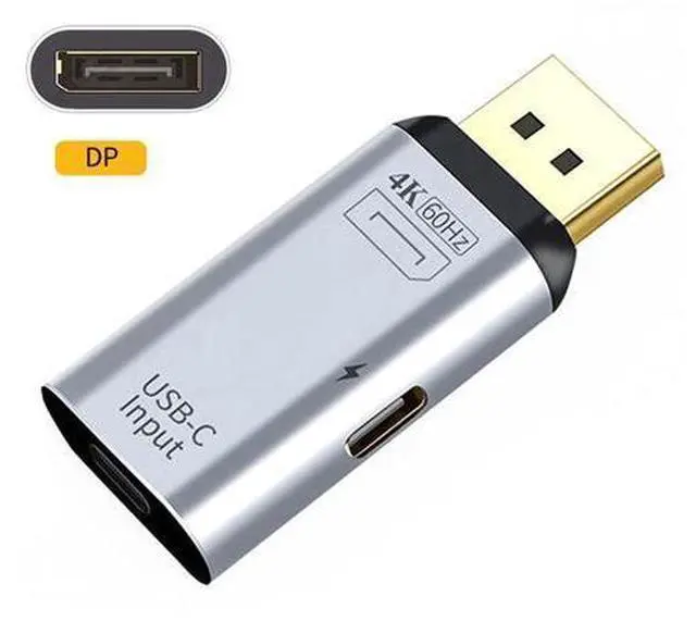 Alt view image 3 of 7 - Vszerda USB-C Type C Female Source to Displayport DP Sink HDTV & PD Power Adapter 4K 60hz 1080p for Phone & Laptop